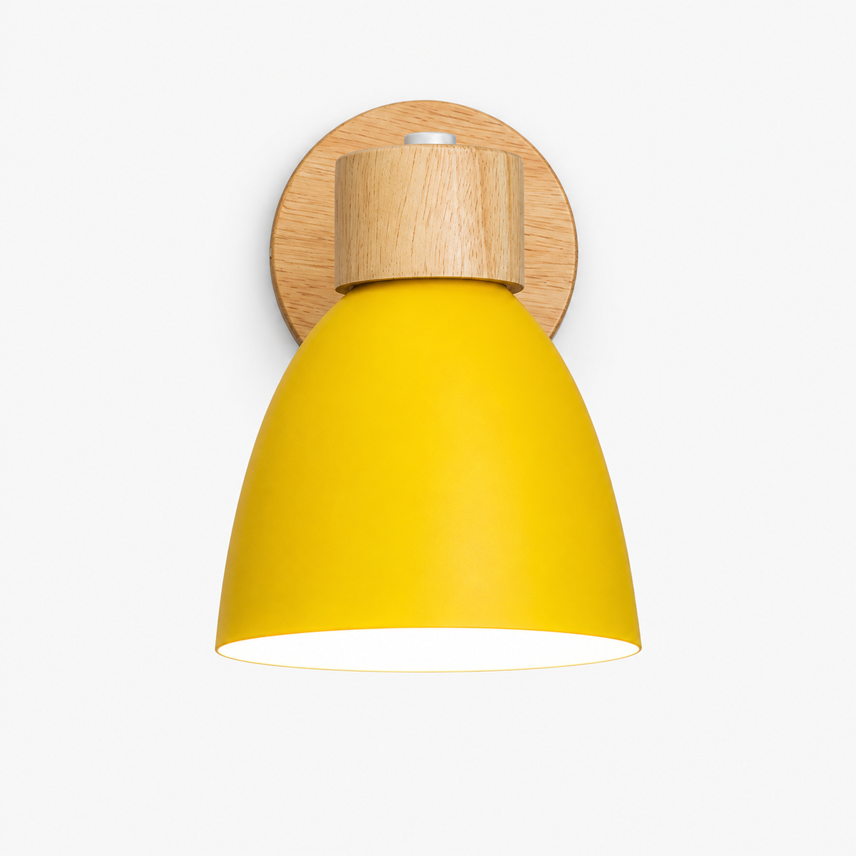 Modern Wall Sconce with Angled Arm, Wood, Conical Shade