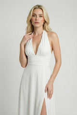 Witte rugloze maxi-jurk voor dames