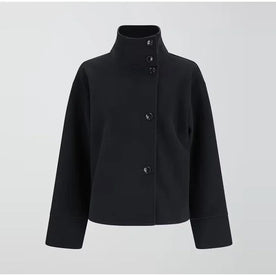 Women's Short Fall Jacket with Elegant Collar and Button Closure
