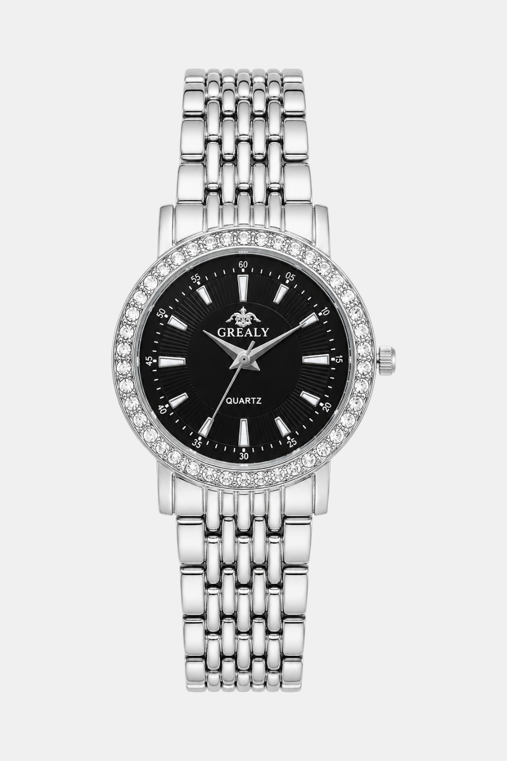 Classic Round Jeweled Watch – Radiant Timepiece with Shimmering Bezel