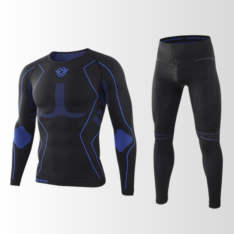 Thermal Wear : Men's Thermal Base Layer Set - Seamless, Moisture-Wicking in Black Blue van Vanda Liamo