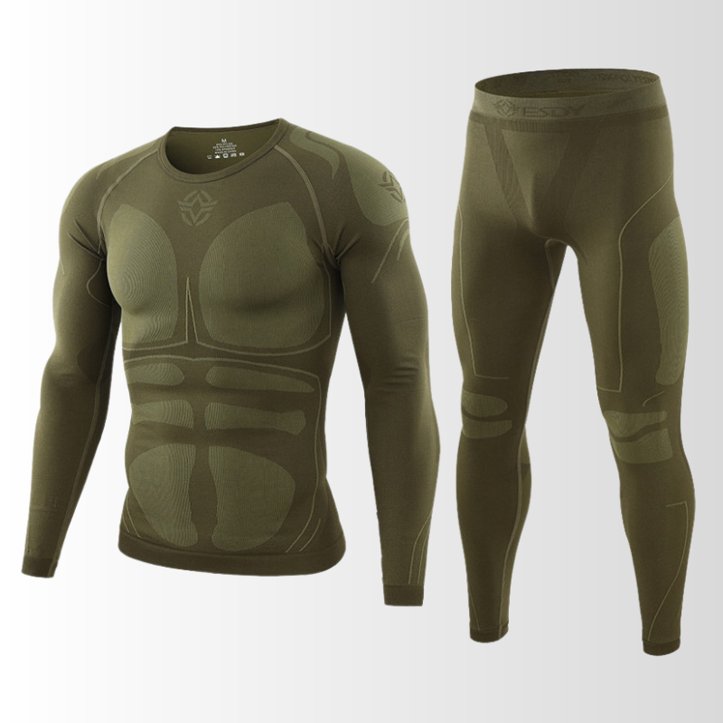 Thermal Wear : Men's Thermal Base Layer Set - Seamless, Moisture-Wicking in Dark Green van Vanda Liamo