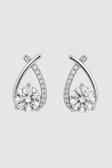Crossover Ribbon Solitaire Stud Earrings - Modern Fine Jewelry & Formal Elegance