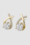 Crossover Ribbon Solitaire Stud Earrings - Modern Fine Jewelry & Formal Elegance