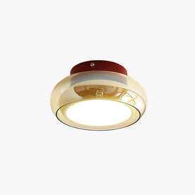 Ceiling lamps : Retro Glass Flush Mount LED Ceiling Light - 3 Color Temps in Red and cognac van Floriva Dom
