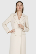 Women's Apricot Double-Breasted Trench Coat - Classic Fit, Mid-Length