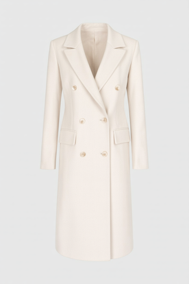 Coat : Women's Apricot Double-Breasted Trench Coat - Classic Fit, Mid-Length in Apricot van Vanda Liamo