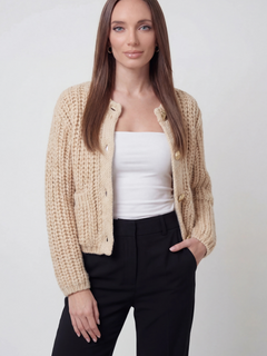 Women's Beige Knit Cardigan