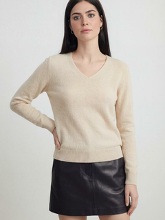 Women's Beige V-Neck Sweater