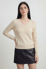 Damers beige V-ringad tröja