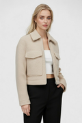 Women's Beige Zip-Up Jacket