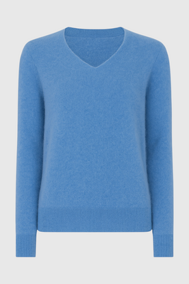 Sweater : Women's Blue V-Neck Sweater in Blue van Vanda Liamo
