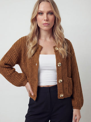 Women's Brown Knit Cardigan