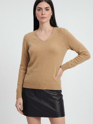 Women's Brown V-Neck Sweater