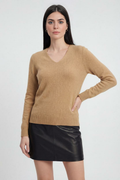 Women's Brown V-Neck Sweater