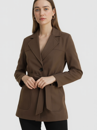Women's Brown Trench Coat with Belt