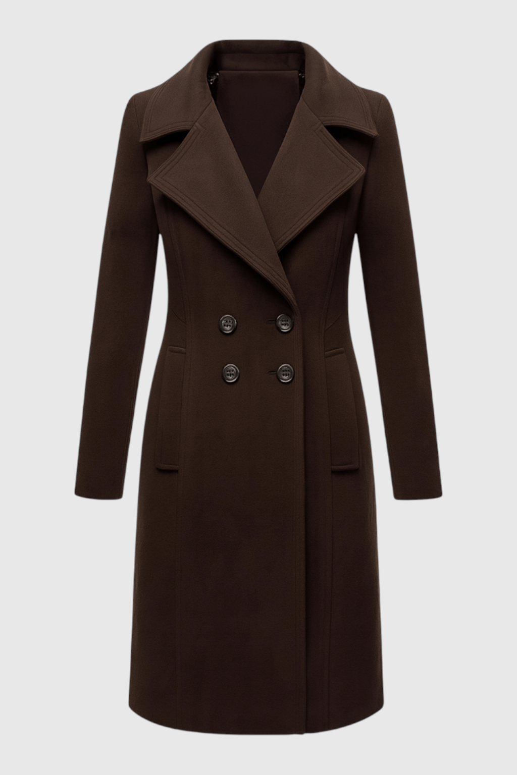 Coat : Women's Trench Coat - Classic Brown Cotton Blend for All-Season Wear in Brown van Vanda Liamo