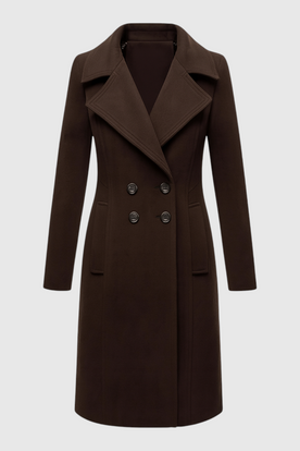 Coat : Women's Trench Coat - Classic Brown Buttoned Design in Brown van Vanda Liamo