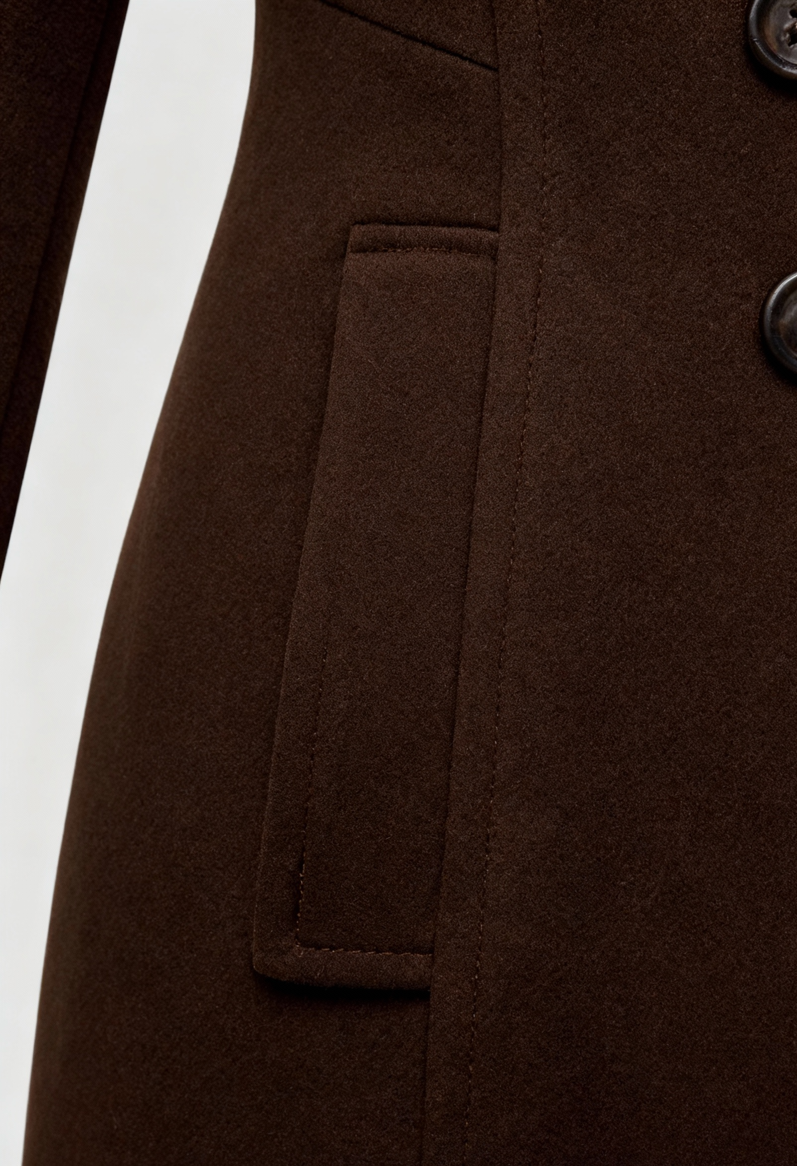 Coat : Women's Trench Coat - Classic Brown Cotton Blend for All-Season Wear in van Vanda Liamo