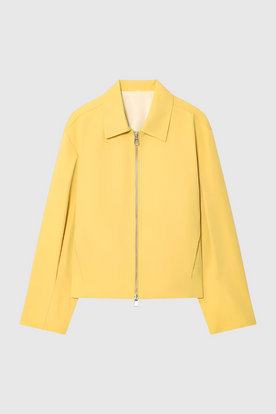 Jacket : Women's Yellow Lightweight Bomber Jacket - Casual Zip-Up Style in Yellow van Vanda Liamo