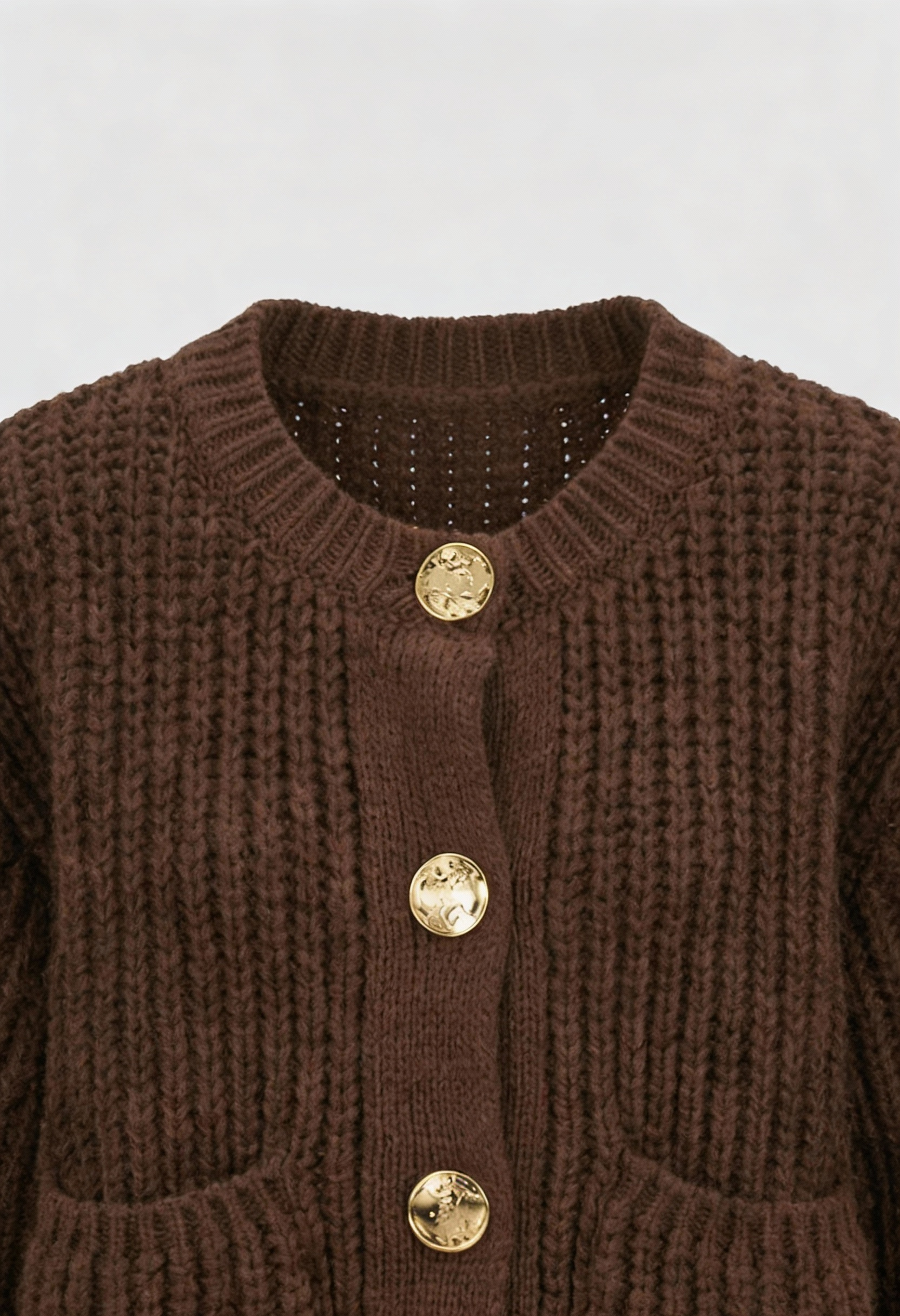 Cardigan : Women's Casual Brown Knit Cardigan in van Vanda Liamo