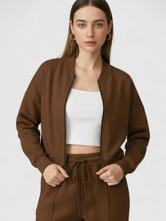 Women's Casual Brown Sweatshirt Pants Set
