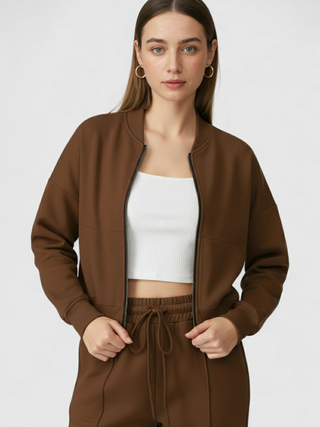 Women's Casual Brown Sweatshirt Pants Set