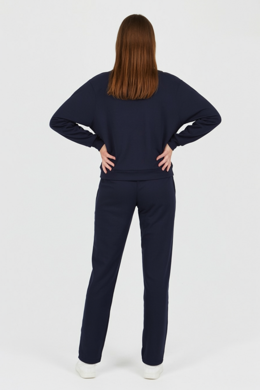 Women's Set : Women's Casual Dark Blue Sweatshirt Pants Set in van Vanda Liamo