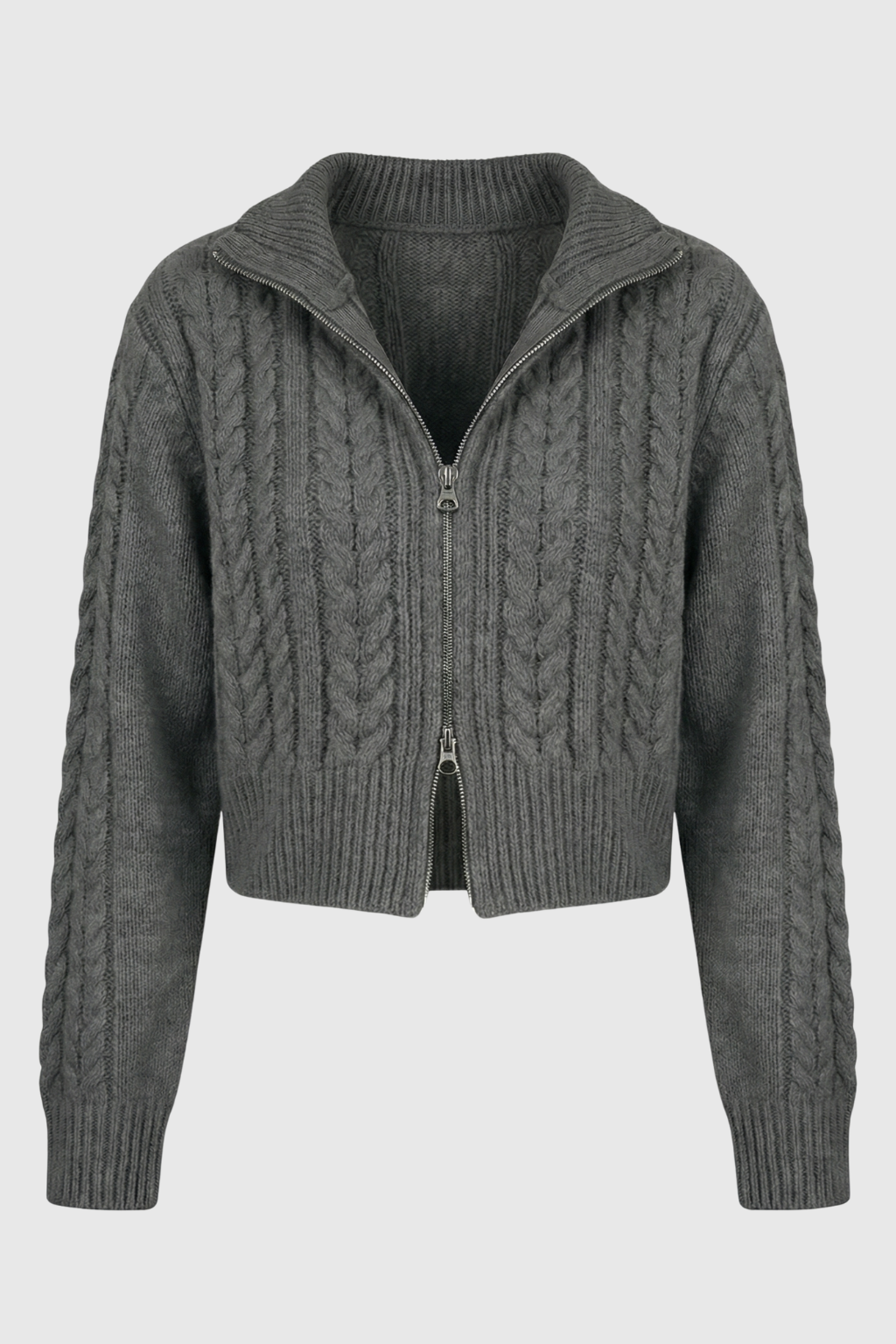 Cardigan : Women's Casual Dark Gray Knit Cardigan in Dark Grey One Size van Vanda Liamo
