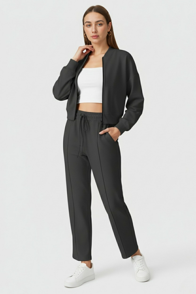 Women's Set : Women's Casual Gray Sweatshirt Pants Set in van Vanda Liamo