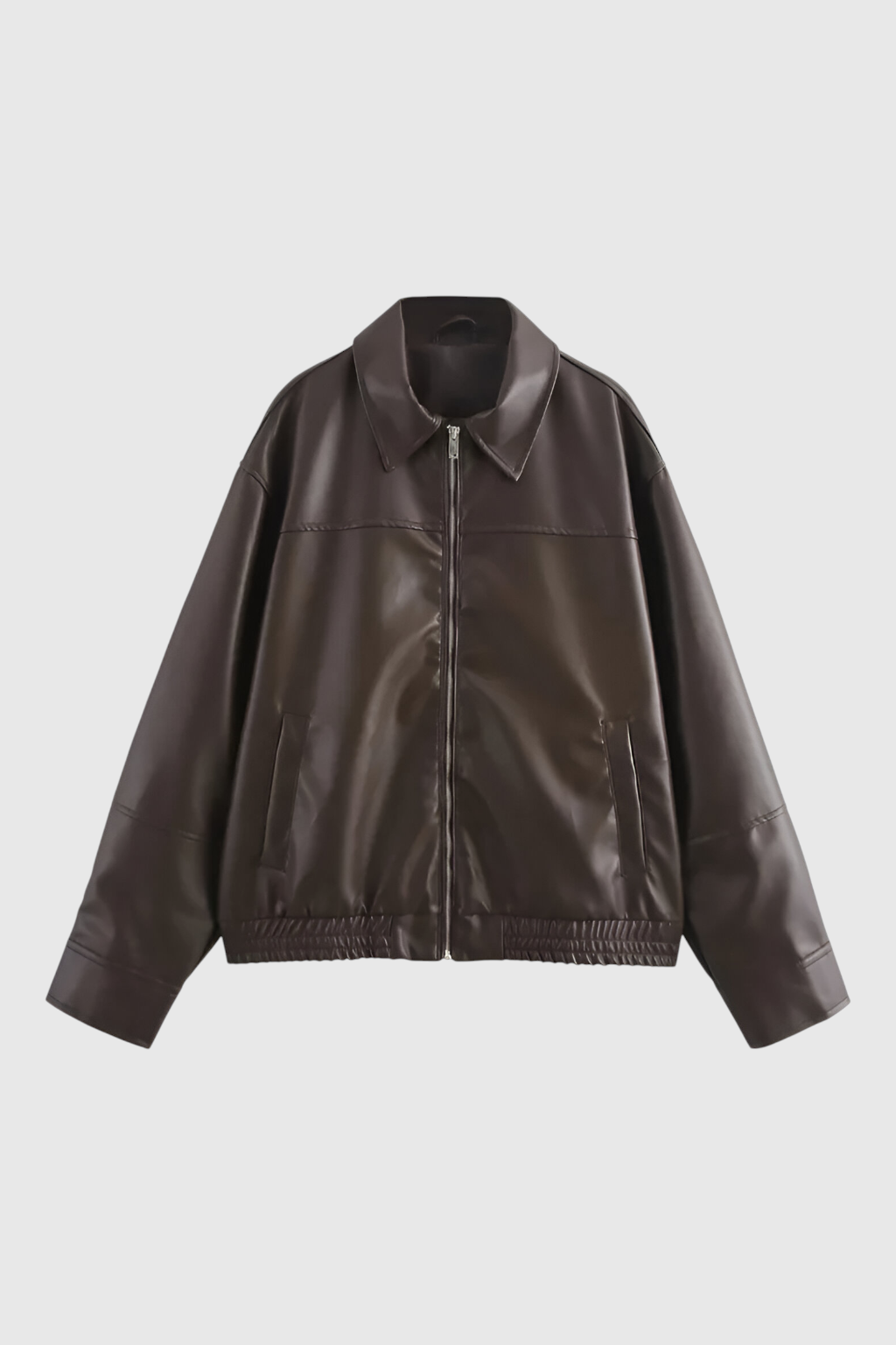 Jacket : Women's Black Faux Leather Aviator Jacket - Warm Winter Coat, S-XL in Brown van Vanda Liamo
