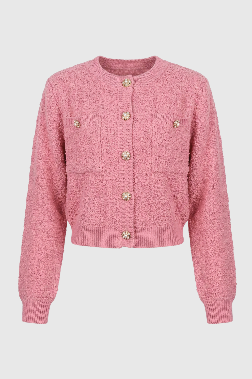 Cardigan : Women's Casual Pink Knit Cardigan in Pink One Size van Vanda Liamo