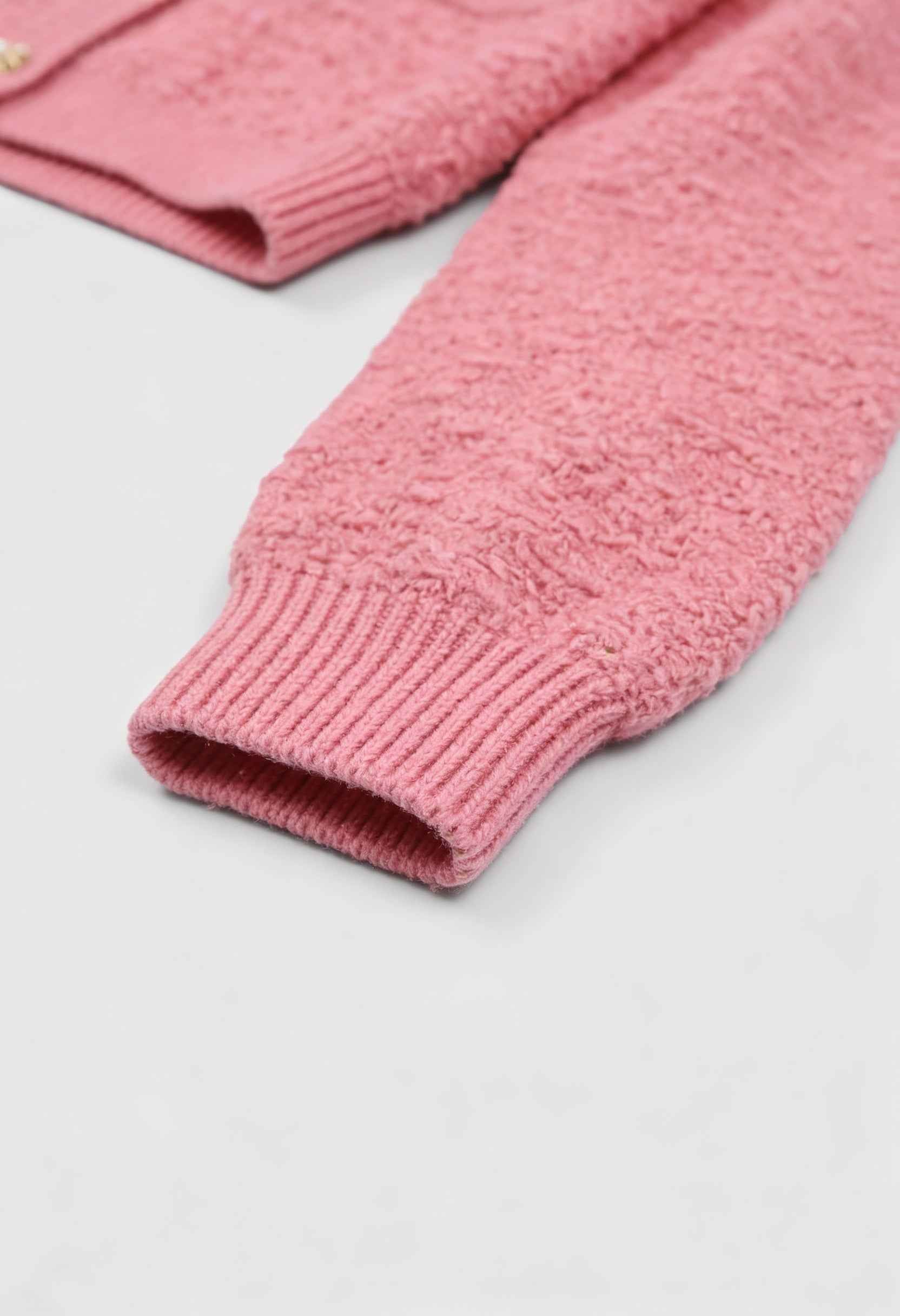 Cardigan : Women's Casual Pink Knit Cardigan in van Vanda Liamo