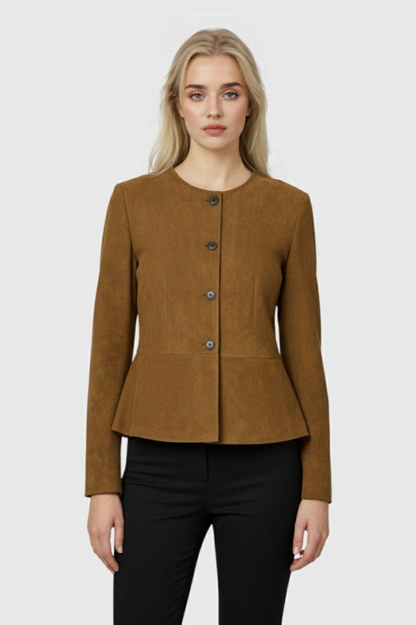 Jacket : Women's Vintage Denim Jacket - Casual Long Sleeve Button-Up in van Vanda Liamo