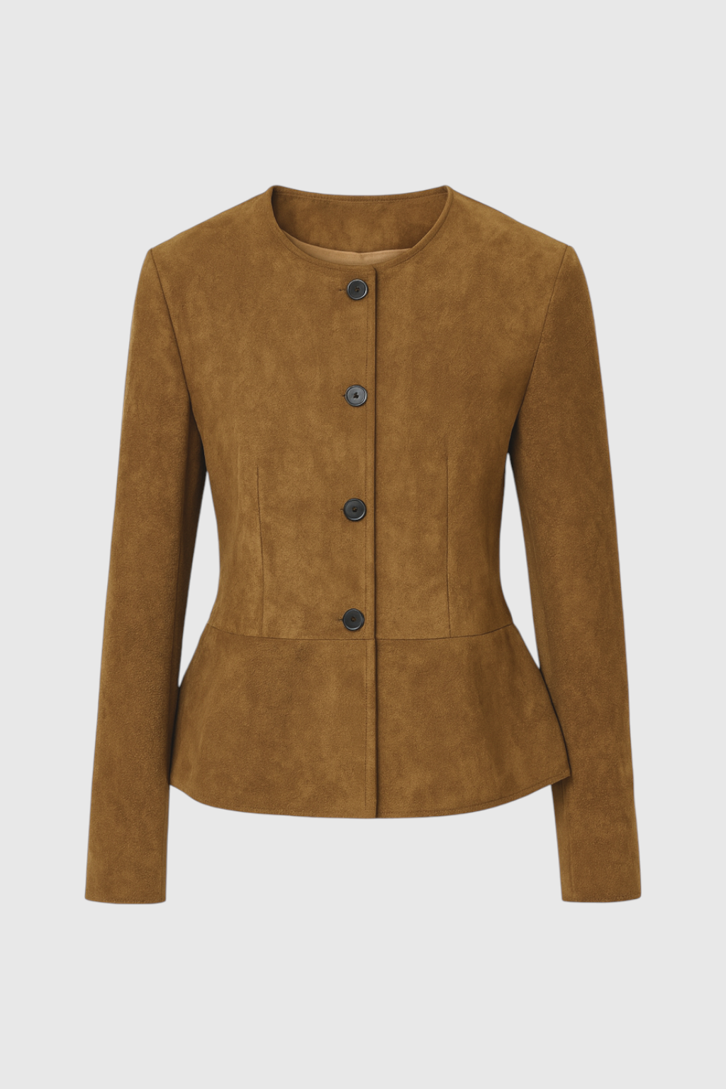 Jacket : Women's Vintage Denim Jacket - Casual Long Sleeve Button-Up in Brown van Vanda Liamo