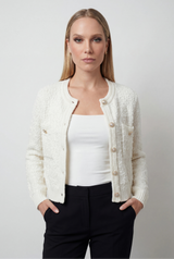 Dames casual witte gebreide cardigan