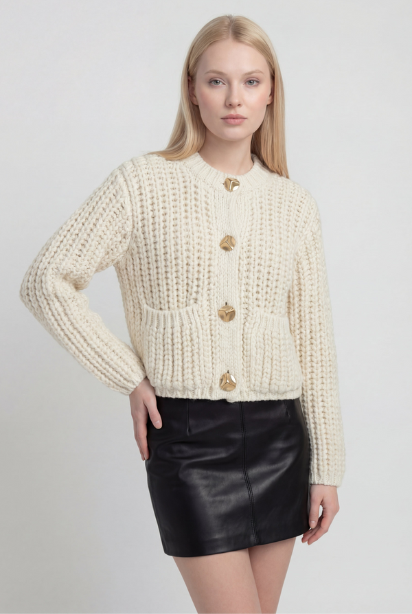 Dames casual witte gebreide cardigan