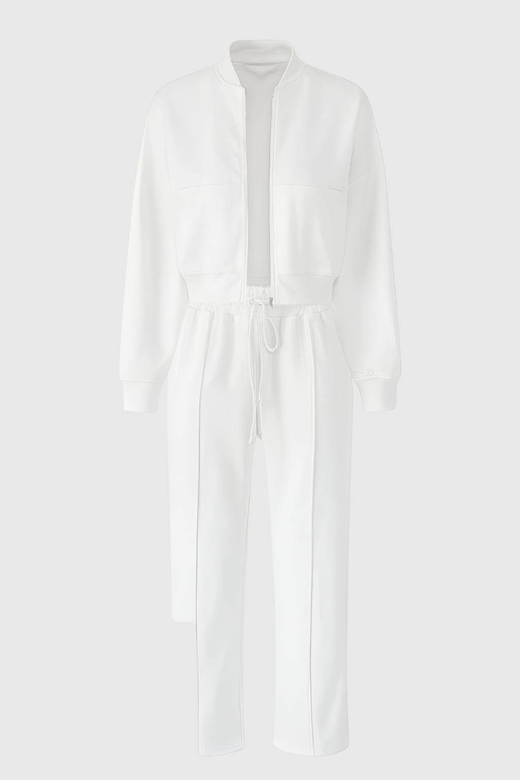 Women's Set : Women's White Fleece Sweatshirt & Jogger Pants Set - Casual 2-Piece Outfit in White van Vanda Liamo