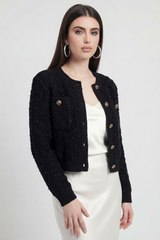 Dames casual zwarte gebreide cardigan