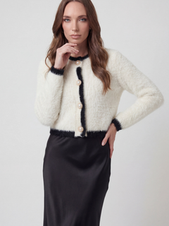 Women's Cropped White Knit Cardigan
