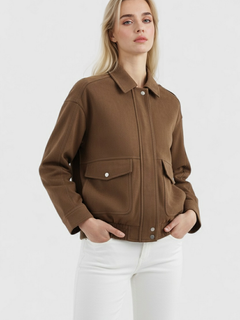 Women's Dark Brown Suede Bomber Jacket - Classic Fit, Premium Leather