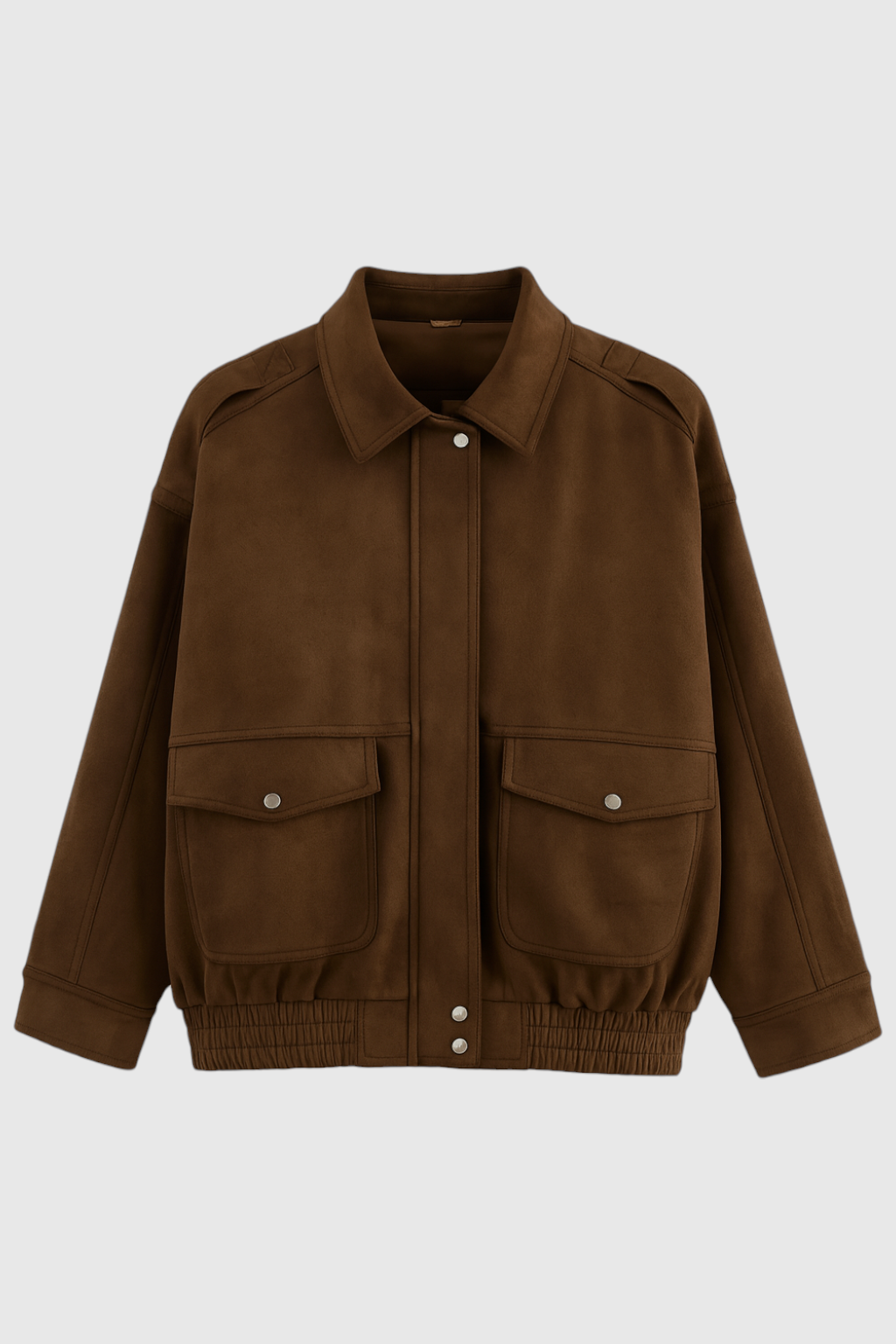 Jacket : Women's Dark Brown Suede Bomber Jacket - Classic Fit, Premium Leather in Dark Brown van Vanda Liamo