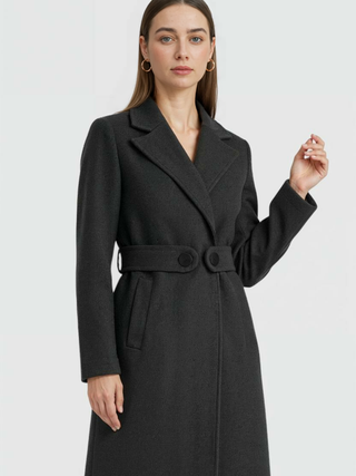 Women's Dark Gray Mid-Length Winter Coat