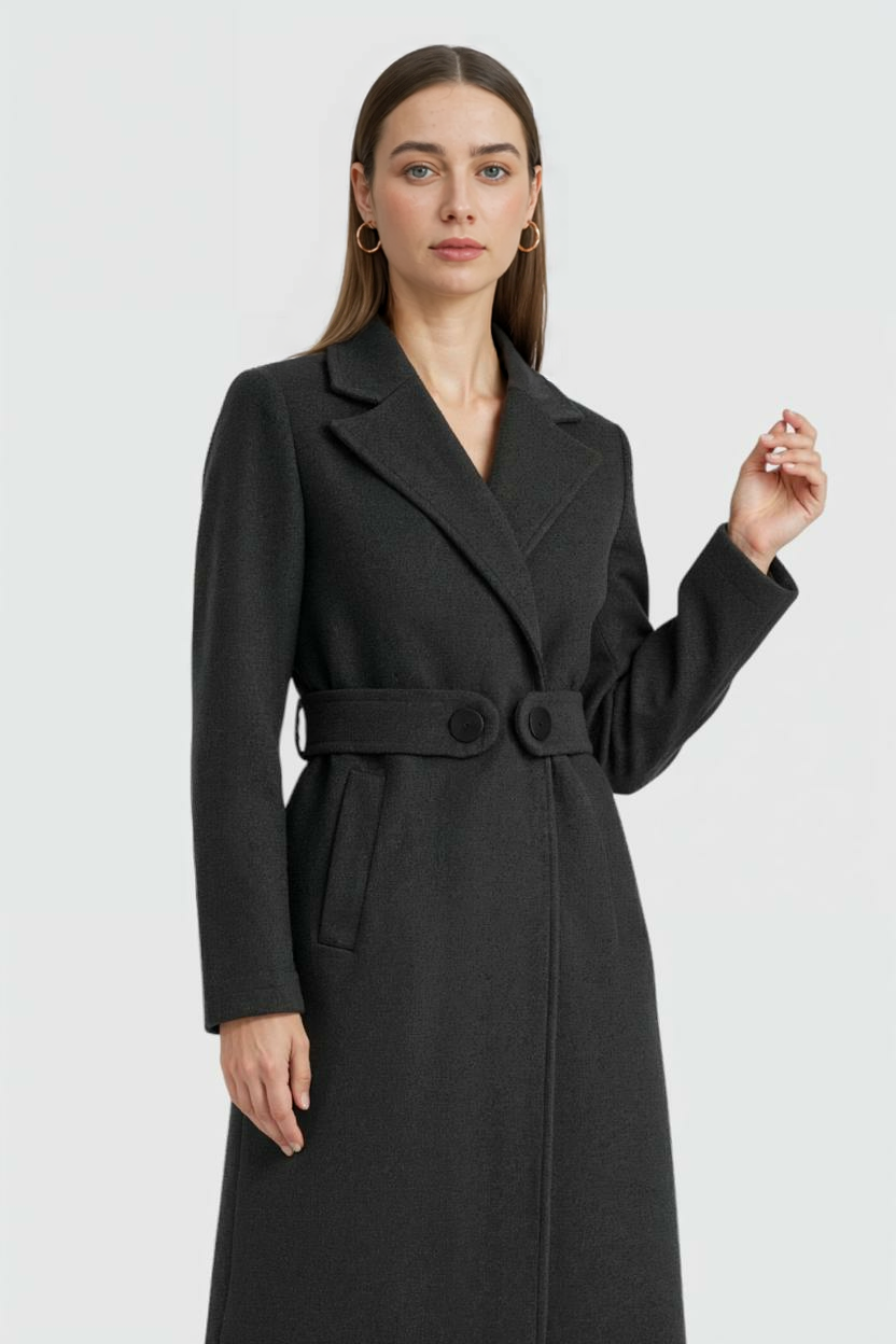 Coat : Women's Dark Gray Mid-Length Winter Coat in van Vanda Liamo