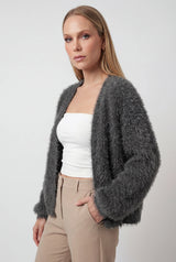 Dames donkergrijze cardigan