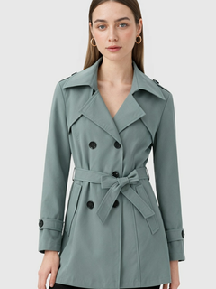 Women's Dark Green Mid-Length Trench Coat