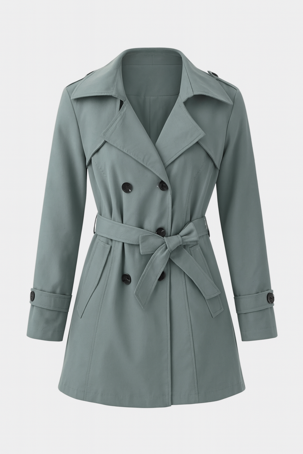 Coat : Women's Dark Green Mid-Length Trench Coat in Dark Green van Vanda Liamo