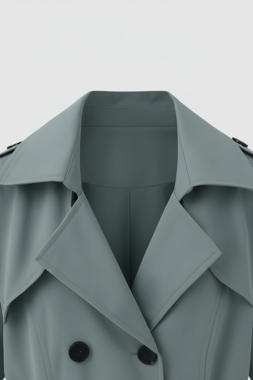 Coat : Women's Dark Green Mid-Length Trench Coat in van Vanda Liamo