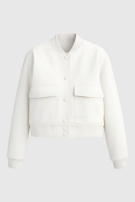 Jacket : Bomber Jacket for Women - White Lightweight Zip-Up for Casual Wear in White van Vanda Liamo