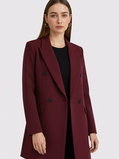 Women's Blazer - Burgundy Long Sleeve Professional Jacket